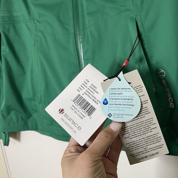 NEW! Sunice Ophelia Zephal Green golf Rain Jacket Womens Medium Jade/Silver $220 - Picture 6 of 7